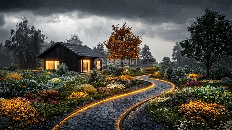 高清大图下载【趣麦麦图】暴风雨前宁静的家