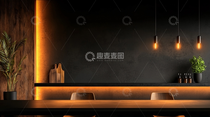 高清大图下载【趣麦麦图】深色高级餐厅一角