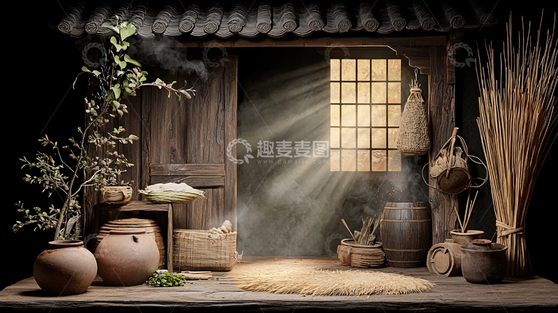 高清大图下载【趣麦麦图】乡村小屋内的阳光