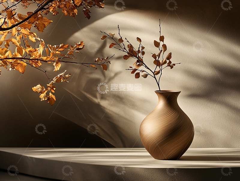 高清大图下载【趣麦麦图】秋日暖阳下的花瓶静物