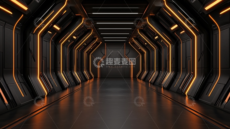 高清大图下载【趣麦麦图】科技感走廊通道