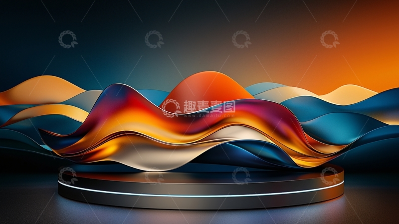 高清大图下载【趣麦麦图】抽象色彩流动曲线