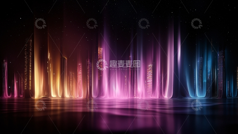 高清大图下载【趣麦麦图】光线汇聚的城市夜景