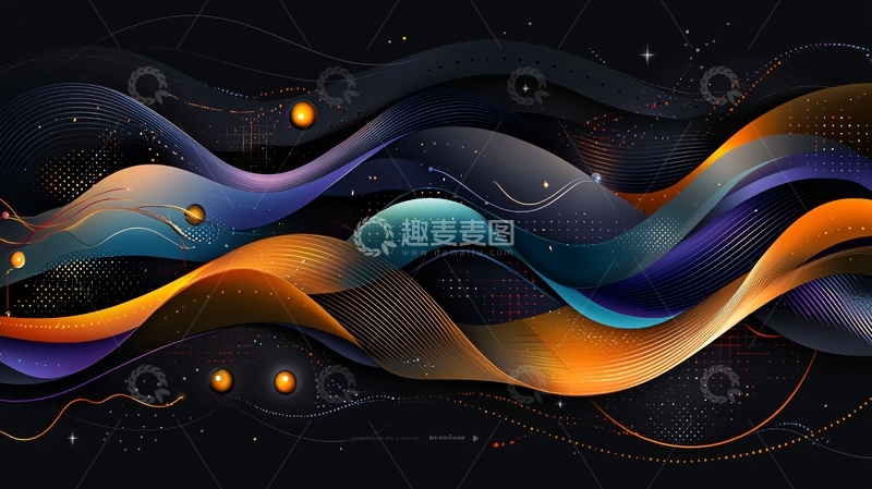 高清大图下载【趣麦麦图】抽象曲线流动背景