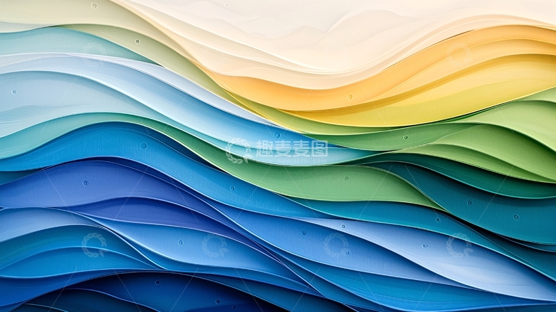 高清大图下载【趣麦麦图】彩色波浪纸艺背景