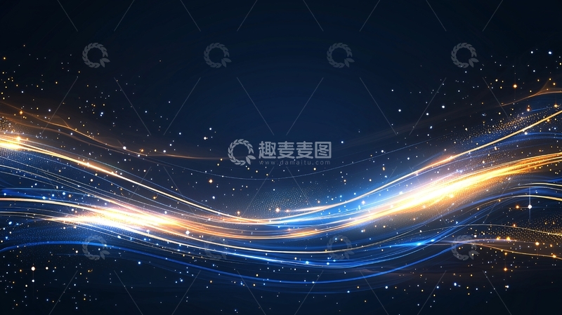 高清大图下载【趣麦麦图】蓝色金色光线流动背景