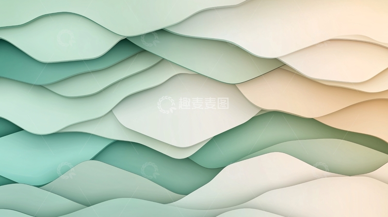高清大图下载【趣麦麦图】波浪形的渐变色纸张堆叠