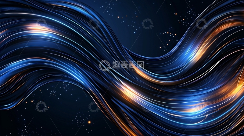 高清大图下载【趣麦麦图】抽象蓝色光线波浪背景