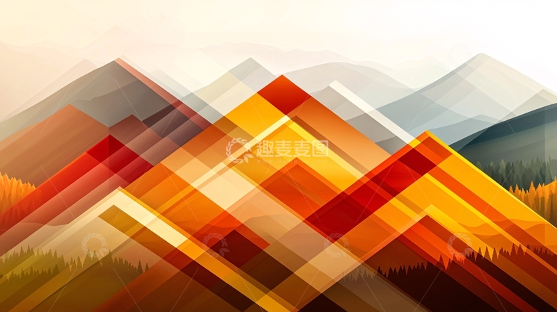 高清大图下载【趣麦麦图】抽象山峰几何图案