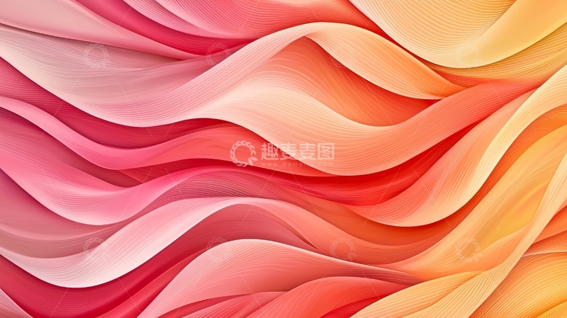 高清大图下载【趣麦麦图】粉色橙色渐变波浪背景