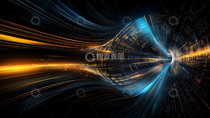 高清大图下载【趣麦麦图】抽象的光线流动隧道