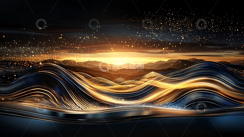 高清大图下载【趣麦麦图】流动光线下的抽象山景