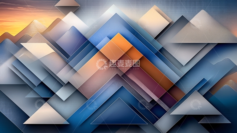 高清大图下载【趣麦麦图】抽象三角形渐变叠加图案
