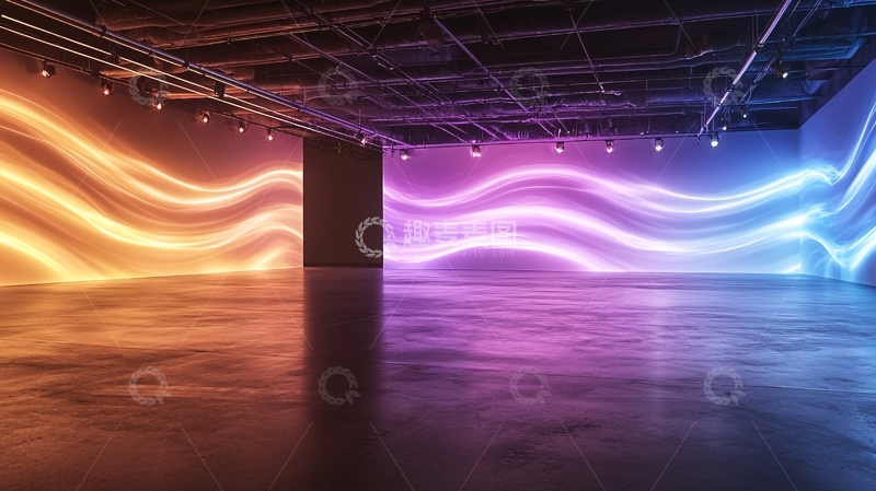 高清大图下载【趣麦麦图】霓虹灯波浪背景