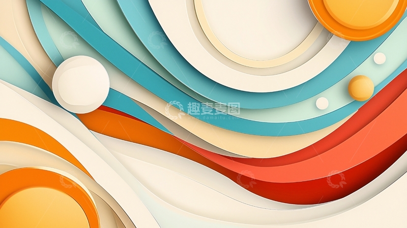 高清大图下载【趣麦麦图】多彩纸艺波浪背景