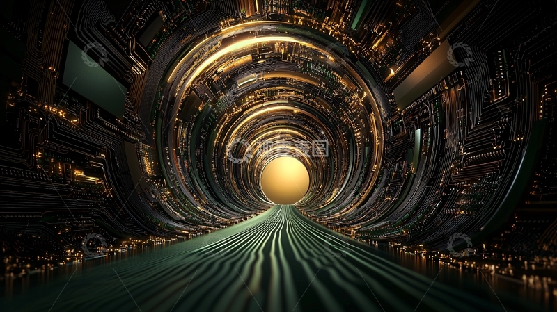 高清大图下载【趣麦麦图】金属未来隧道