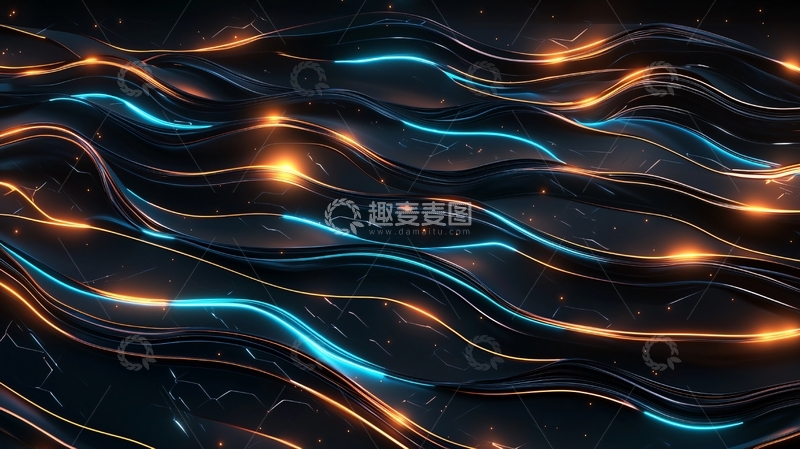 高清大图下载【趣麦麦图】发光波浪的抽象背景