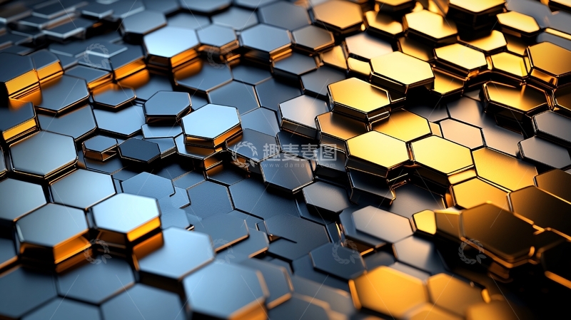 高清大图下载【趣麦麦图】六边形拼接的金属科技感图案