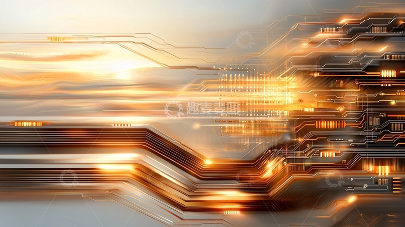 高清大图下载【趣麦麦图】电路板上的金色光芒