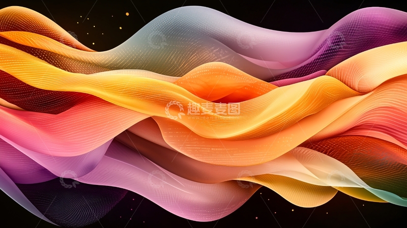 高清大图下载【趣麦麦图】彩色丝绸波浪抽象背景