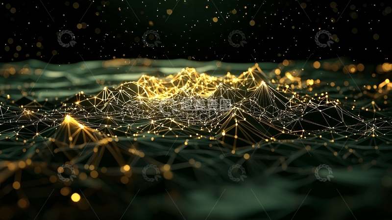 高清大图下载【趣麦麦图】发光线条构成的山脉