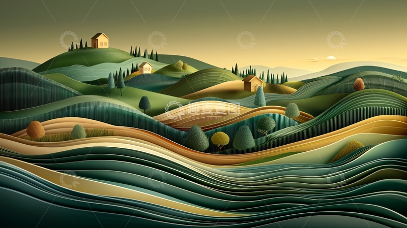 高清大图下载【趣麦麦图】抽象山丘田野