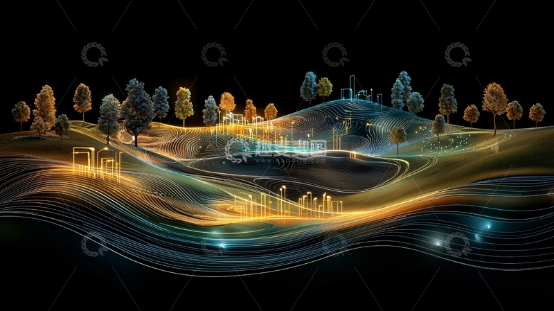 高清大图下载【趣麦麦图】抽象风景夜景