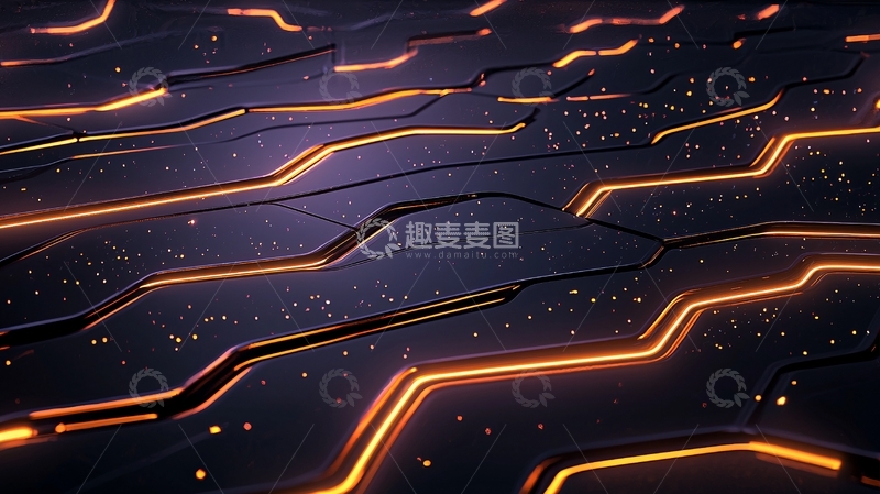 高清大图下载【趣麦麦图】电路板发光线条背景