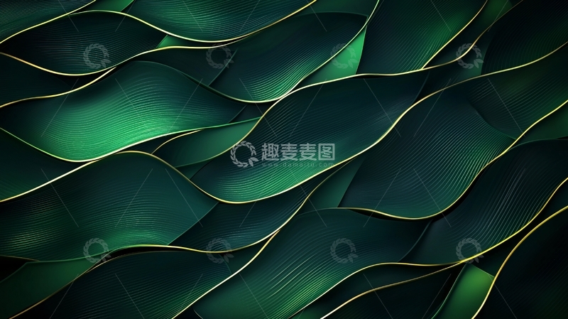 高清大图下载【趣麦麦图】绿色波浪形抽象背景