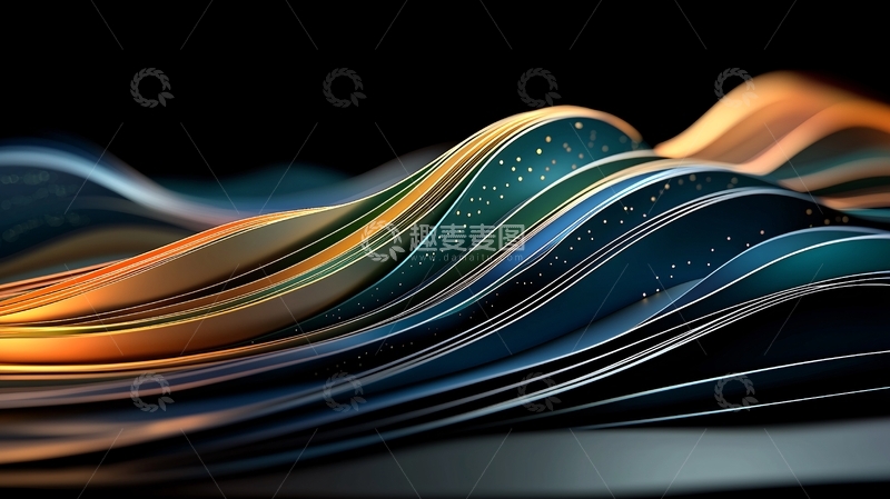 高清大图下载【趣麦麦图】抽象曲线流动渐变色背景