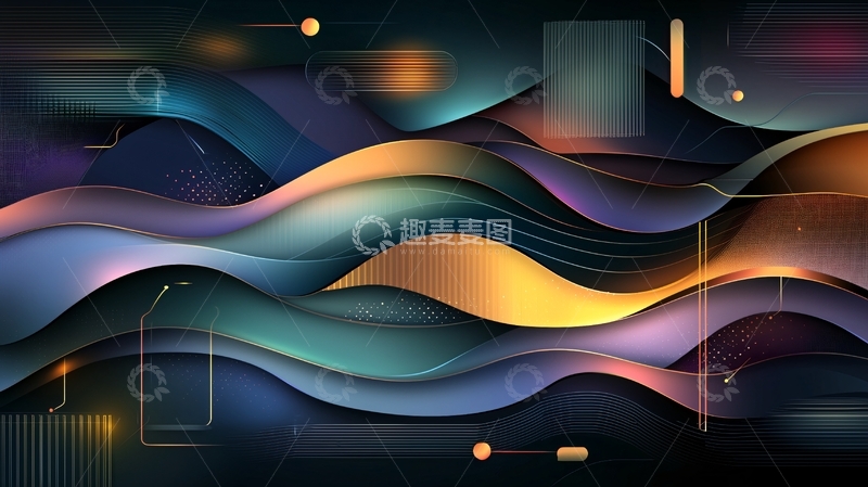 高清大图下载【趣麦麦图】抽象渐变曲线背景