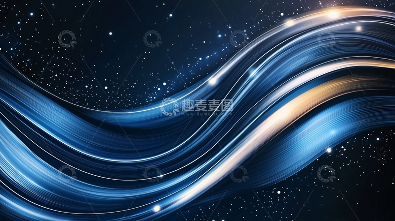 高清大图下载【趣麦麦图】蓝色曲线光效背景