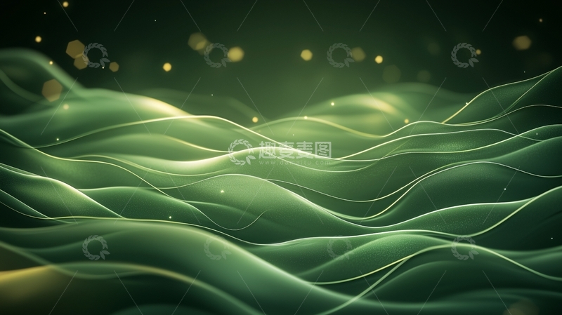 高清大图下载【趣麦麦图】绿色抽象波浪背景