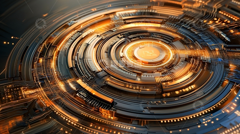 高清大图下载【趣麦麦图】金色科技感环状结构