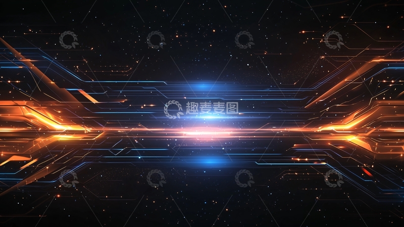 高清大图下载【趣麦麦图】科技感电路发光背景