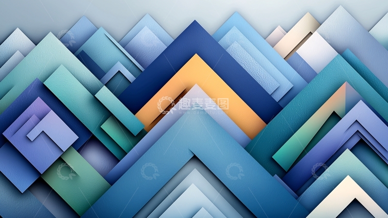 高清大图下载【趣麦麦图】蓝色箭头堆叠抽象背景
