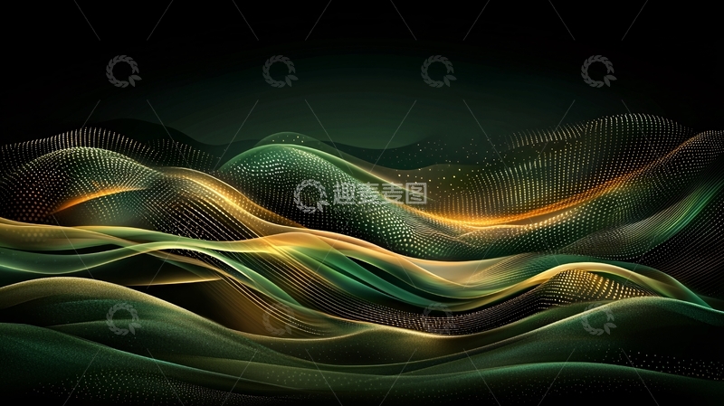 高清大图下载【趣麦麦图】抽象绿色波浪背景