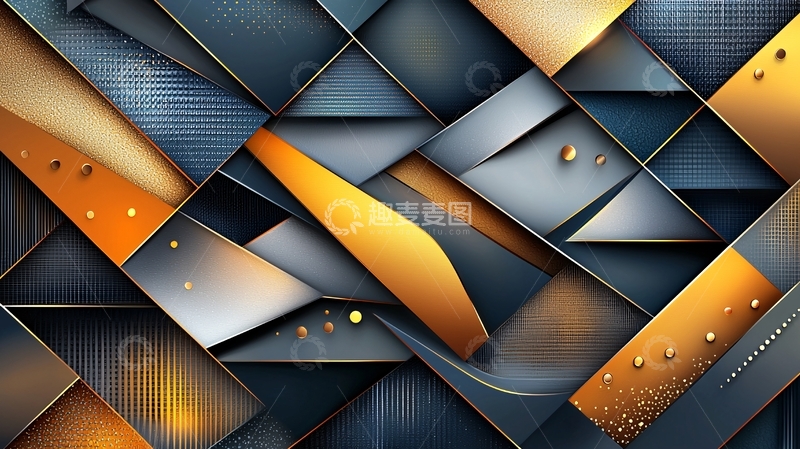 高清大图下载【趣麦麦图】金属质感几何拼贴
