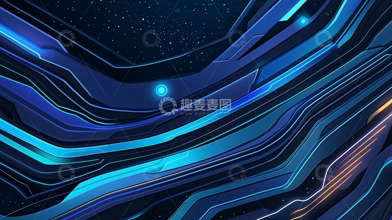 高清大图下载【趣麦麦图】蓝色科技线条背景6