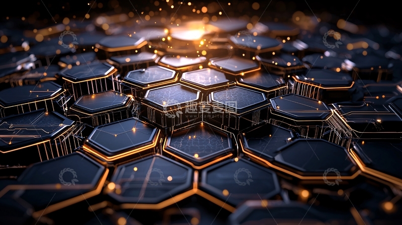 高清大图下载【趣麦麦图】科技感蜂巢发光