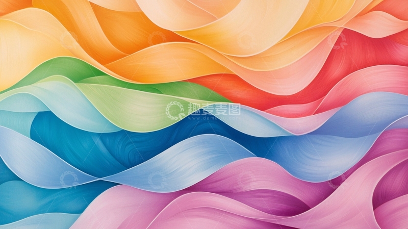 高清大图下载【趣麦麦图】彩色波浪水彩背景