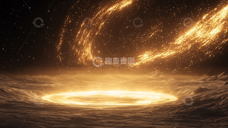 高清大图下载【趣麦麦图】金色光圈下的宇宙景象