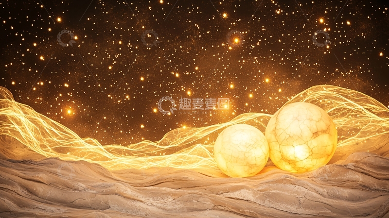 高清大图下载【趣麦麦图】金色光球星空背景