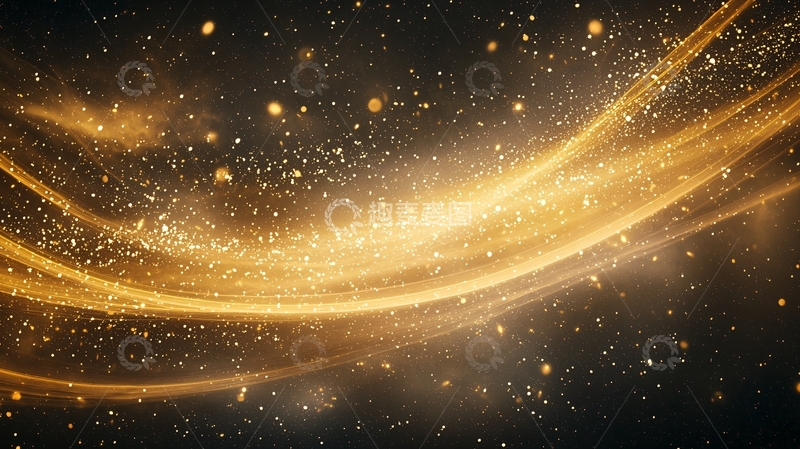 高清大图下载【趣麦麦图】金色光芒闪耀的夜空