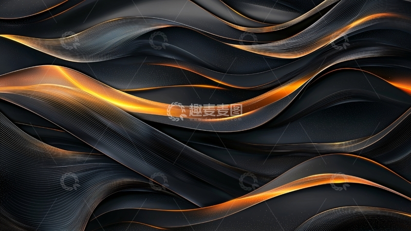 高清大图下载【趣麦麦图】黑色金色抽象波浪背景
