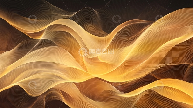 高清大图下载【趣麦麦图】金色流动的丝绸质感背景