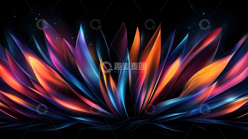 高清大图下载【趣麦麦图】抽象彩色光芒绽放