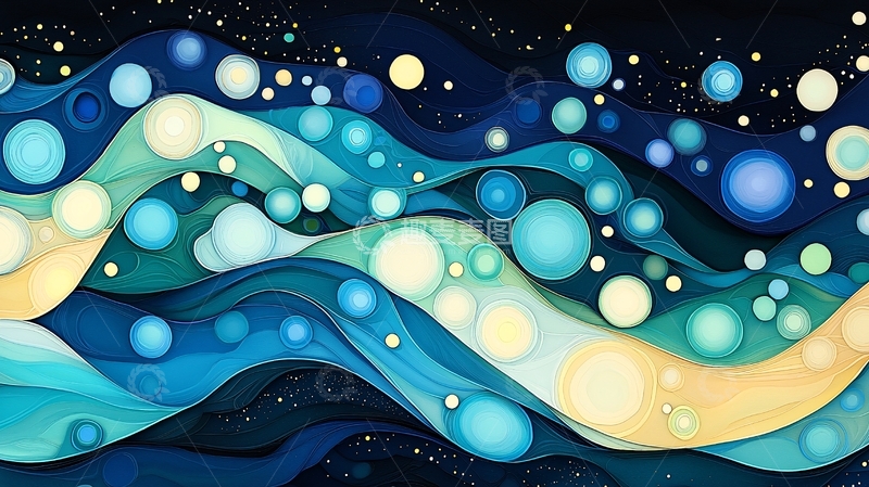 高清大图下载【趣麦麦图】波光粼粼的夜空