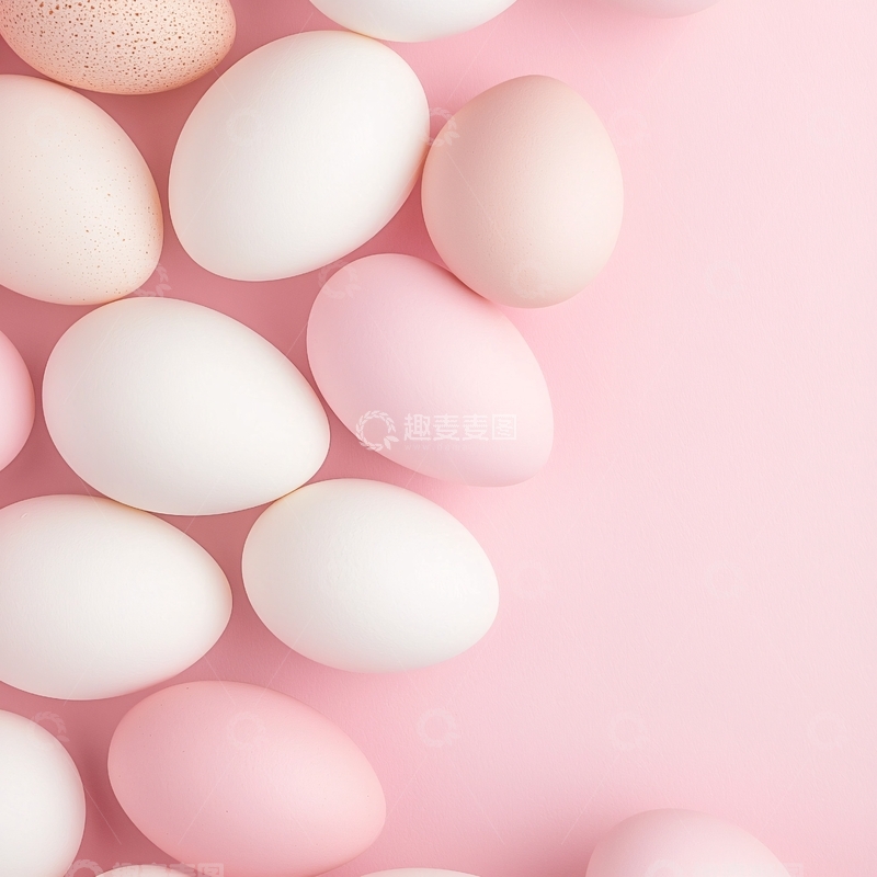 高清大图下载【趣麦麦图】粉色背景上的淡色鸡蛋