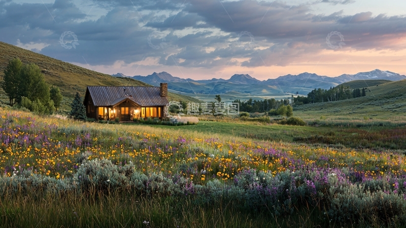 高清大图下载【趣麦麦图】山间小屋高清图片